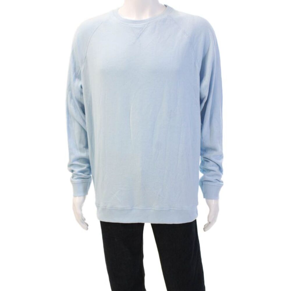 Johnnie-O Men Pullover Sweatshirts Light Blue Crew Neck 60/40 Cotton Size L